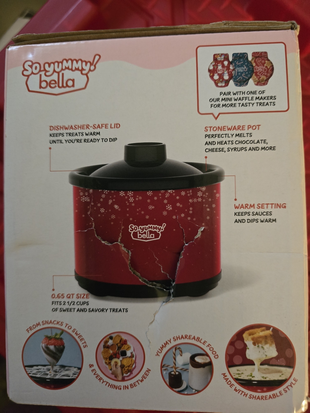 NIB - So Yummy Bella Mini Dipper Fondue Warmer - Red with Black Lid - Picture 2 of 3